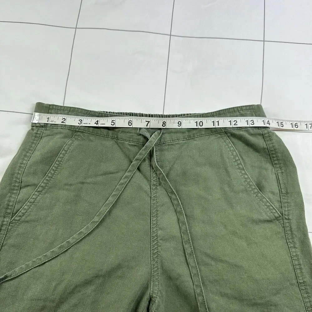 J. Crew Pants Womens XS Tall Green Seaside Linen Blend Drawstring Casual Travel